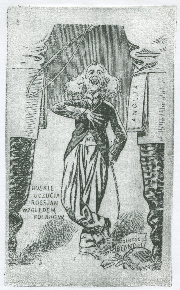 Reproduction d'un dessin satirique d'auteur non identifié réalisé en Pologne vers 1917 représentant Paderewski en Charlot, dans le contexte de sa participation au Comité national polonais à Paris