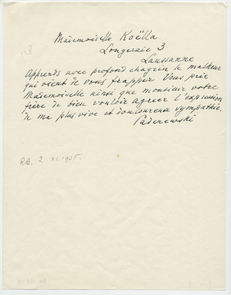 Brouillons de télégrammes adressés par Paderewski, entre août et novembre 1935 (16-20)