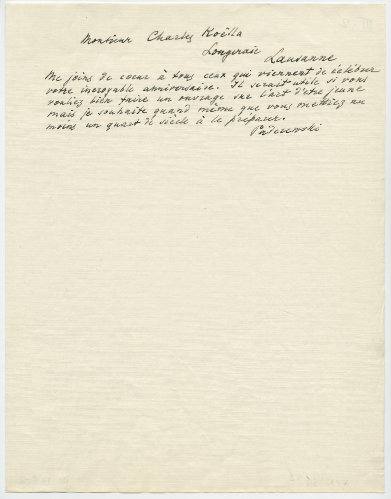 Brouillons de télégrammes adressés par Paderewski, entre août et novembre 1935 (11-15)