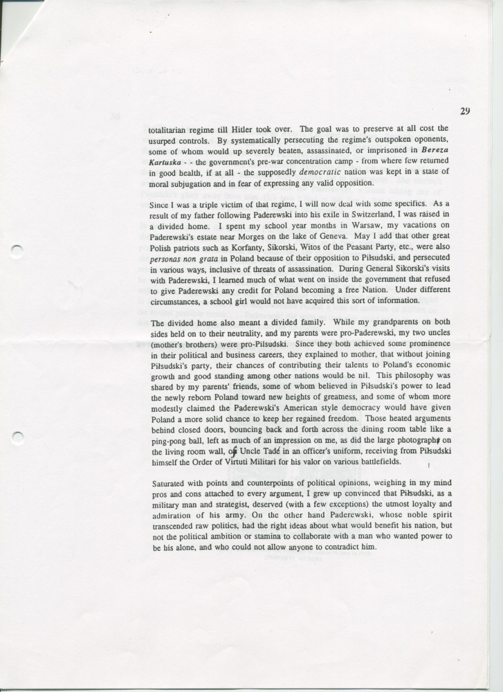 «Why the Injustice?» [Pourquoi l'injustice?] – Récit d'Anne Appleton-Strakacz (fille du secrétaire du maître) sur l'héritage politique de Paderewski (vs. Pilsudski…)