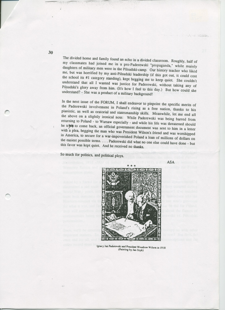 «Why the Injustice?» [Pourquoi l'injustice?] – Récit d'Anne Appleton-Strakacz (fille du secrétaire du maître) sur l'héritage politique de Paderewski (vs. Pilsudski…)