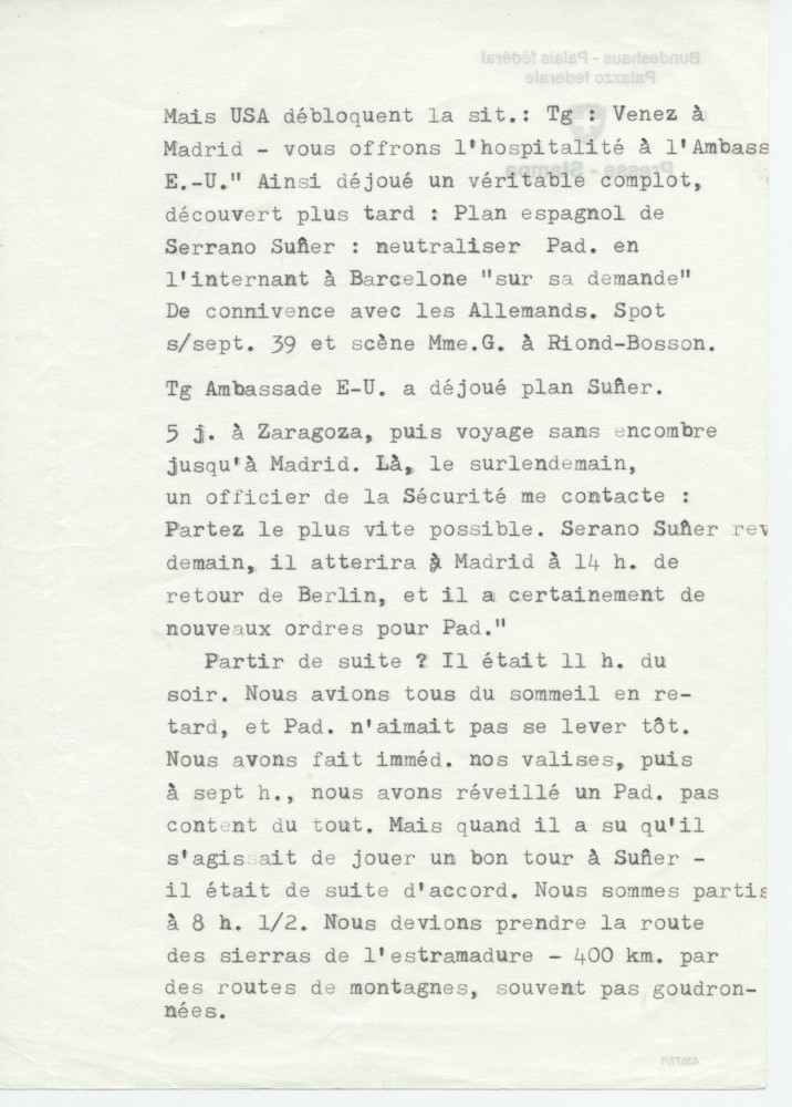 Notes dactylographiées d'entrevues réalisées par Hugo Faesi à Dallas les 19-20 décembre 1978 et 4 janvier 1979 à Dallas avec Ignace G. LaGrange (alias Kollupajlo), dernier secrétaire de Paderewski, au sujet de la fin de vie et de la succession du maître