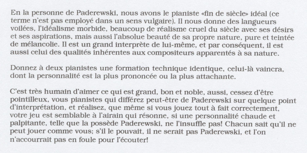 «La personnalité dans l'art de jouer du piano» – Texte manuscrit rédigé par Lydia Opienska-Barblan (sans réf. de publication) (avec saisie dactylographiée en 3 étapes)