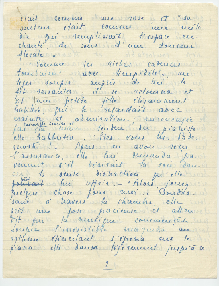 Reproduction manuscrite de divers articles de presse sur Paderewski (sans réf. claires la plupart du temps) par Lydia Opienska-Barblan (probablement tirés d'un pressbook)