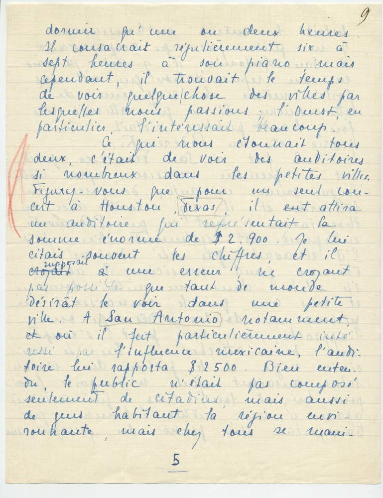 Reproduction manuscrite de divers articles de presse sur Paderewski (sans réf. claires la plupart du temps) par Lydia Opienska-Barblan (probablement tirés d'un pressbook)