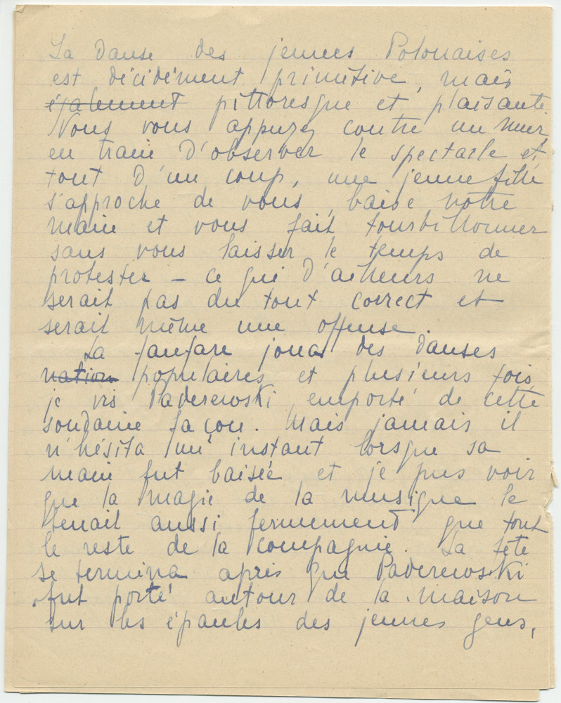 Reproduction manuscrite de divers articles de presse sur Paderewski (sans réf. claires la plupart du temps) par Lydia Opienska-Barblan (probablement tirés d'un pressbook)