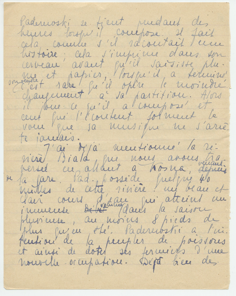Reproduction manuscrite de divers articles de presse sur Paderewski (sans réf. claires la plupart du temps) par Lydia Opienska-Barblan (probablement tirés d'un pressbook)