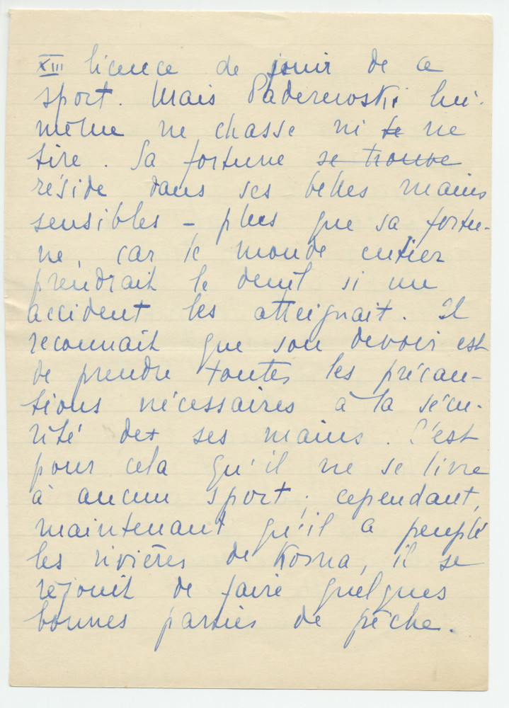 Reproduction manuscrite de divers articles de presse sur Paderewski (sans réf. claires la plupart du temps) par Lydia Opienska-Barblan (probablement tirés d'un pressbook)