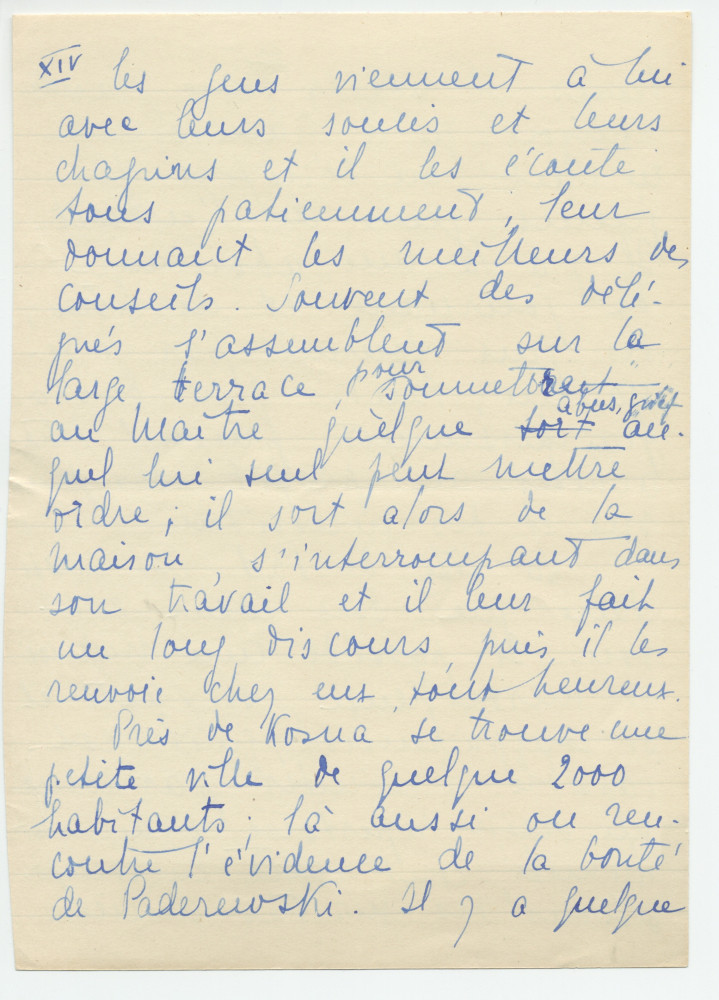 Reproduction manuscrite de divers articles de presse sur Paderewski (sans réf. claires la plupart du temps) par Lydia Opienska-Barblan (probablement tirés d'un pressbook)