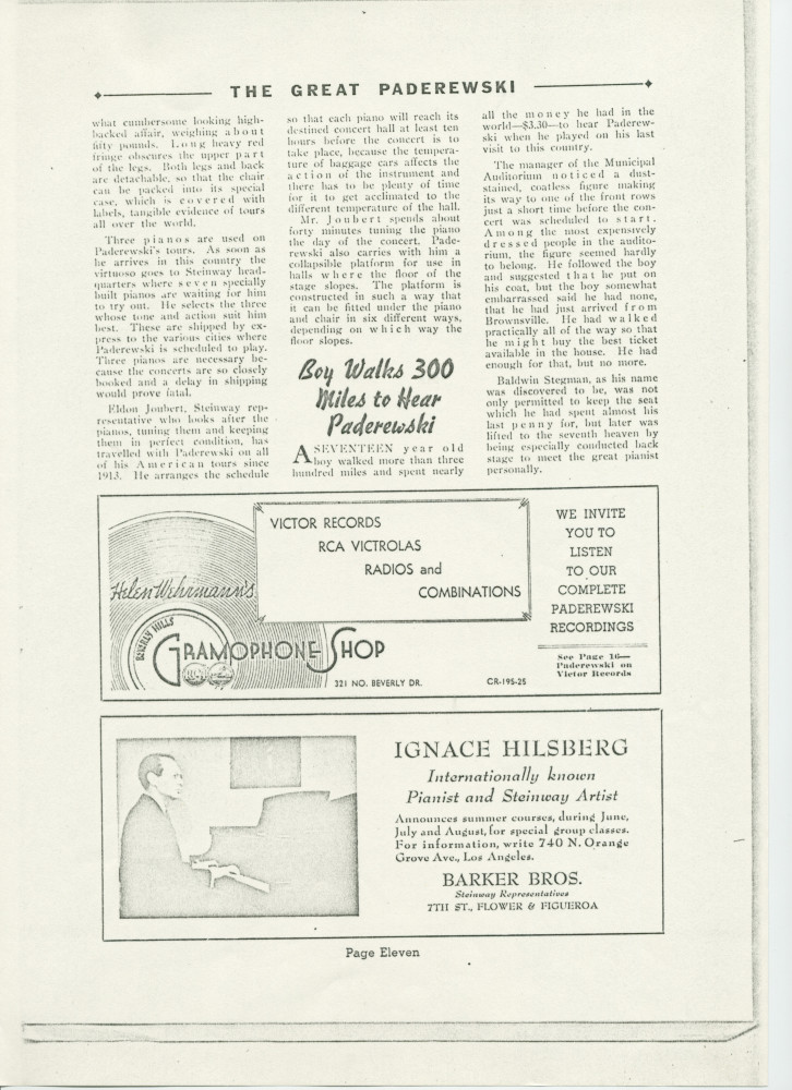 «The Great Paderewski» – Biographie détaillée (mais non signée) publiée dans le programme du récital donné par Paderewski le 9 avril 1939 au Civic Auditorium de San Francisco, accompagnée d'impressions du chef américain Walter Damrosch