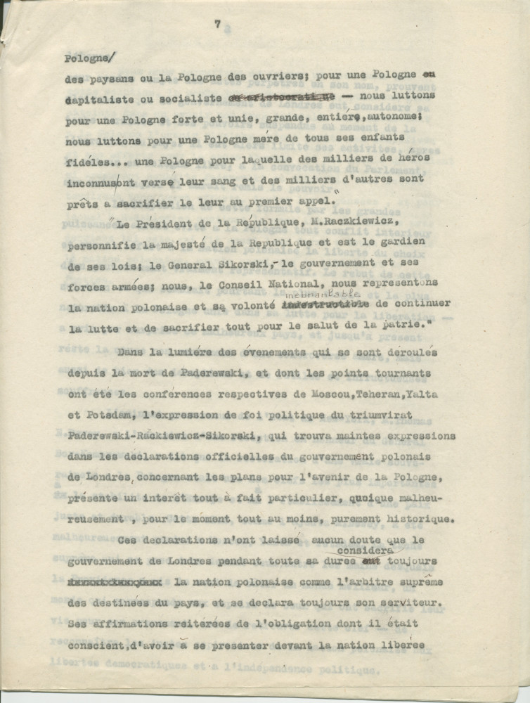 Biographie dactylographiée (corrigée à la main) de Paderewski rédigée peu après sa mort par Sylwin Strakacz (son secrétaire et consul général de la République de Pologne à Genève puis à New York) «destinée au public belge» et probablement publiée