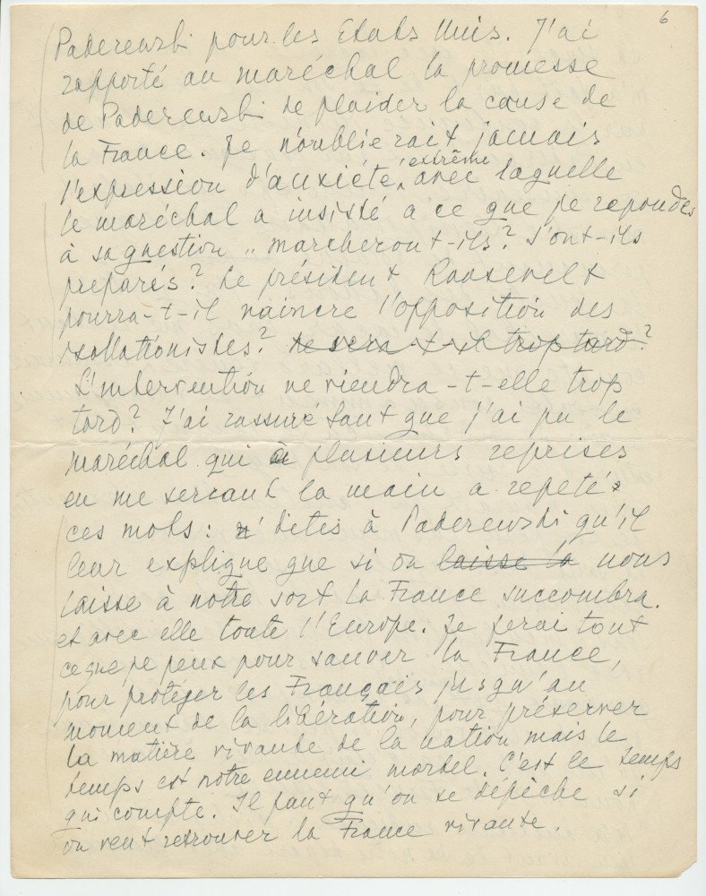 Récit manuscrit (avec saisie dactylographiée) de Sylwin Strakacz rédigé probablement en 1945 à destination de la Haute cour de justice (de France?), pour «justifier» ses démarches auprès du maréchal Pétain en juin 1940 à la demande de Paderewski