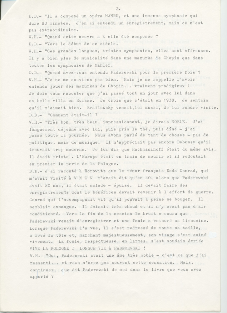 «Paderewski: The Noblest Spirit of Them All» [Le plus noble esprit parmi tous] – Chapitre 34 du livre «Evenings With Horowitz – A Personal Portrait» [Soirées avec Horowitz – Un portrait personnel] de David Dubal, publié en 1991 à New York chez Birch Lane