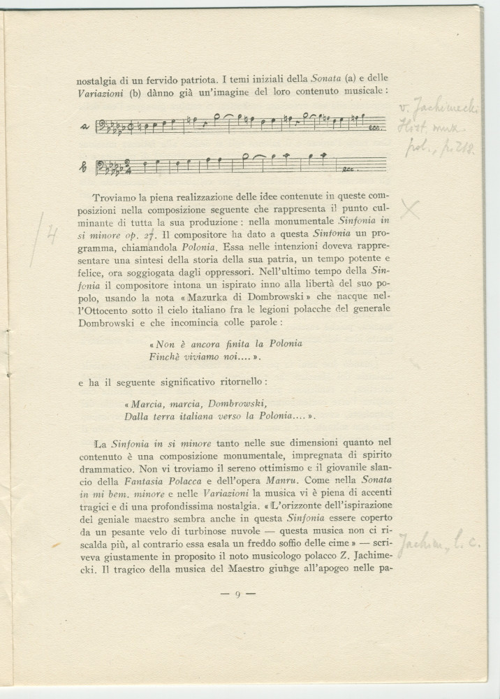 «Paderewski – saggio di una sintesi» [Essai d'une synthèse] – Brochure en italien de Matteo (ou Mateusz) Glinski (ou Hercenstein), tiré à part de «La Rassegna Musicale», éditée en 1941 chez Felice Le Monnier à Florence