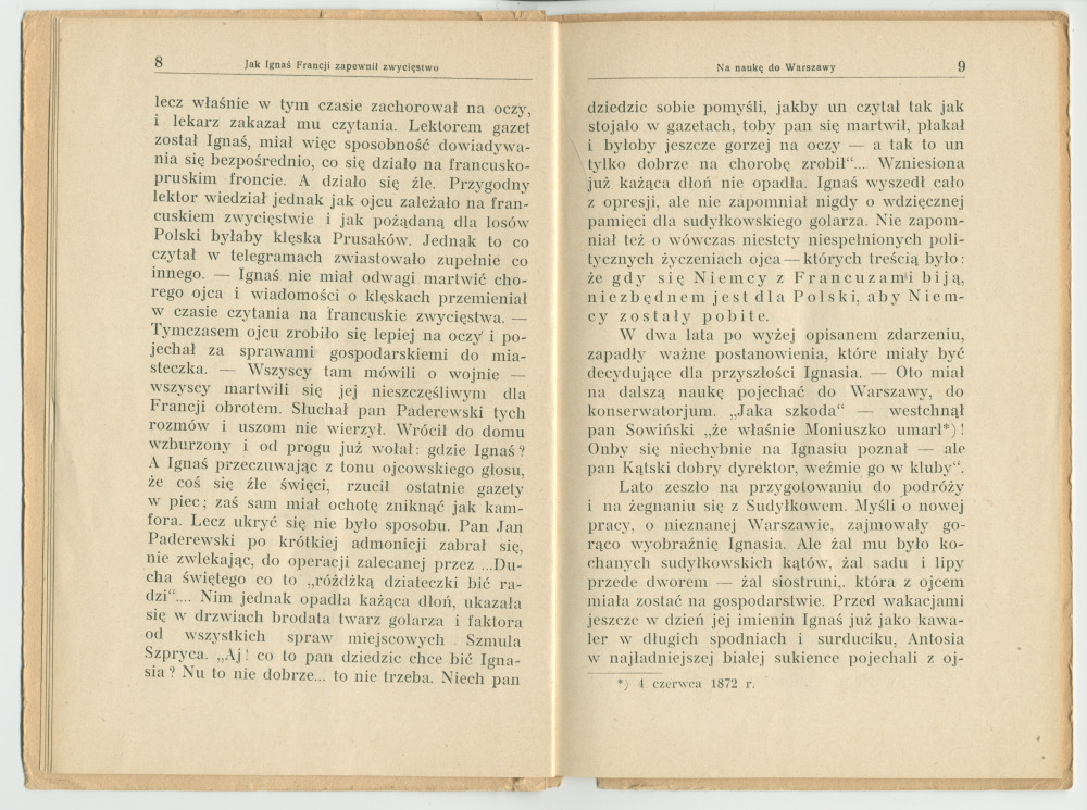 «Ignacy J. Paderewski» – Biographie en polonais à destination des écoliers rédigée par Henryk Opienski, parue à Lwów en 1933 sous la forme d'une petite brochure de 36 pages