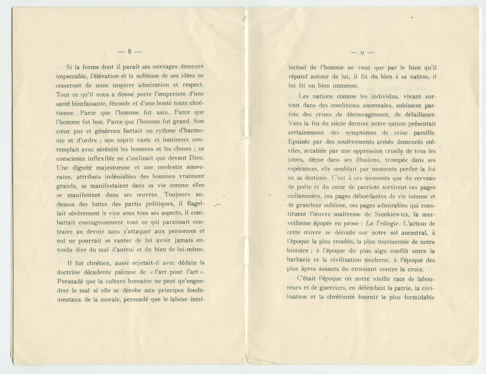 «Roi sans couronne et chef sans glaive» – Plaquette du discours prononcé par Paderewski le 20 octobre 1924 à Vevey à l'occasion de la translation des cendres de Henryk Sienkiewicz en Pologne, éditée à Lausanne en 1925