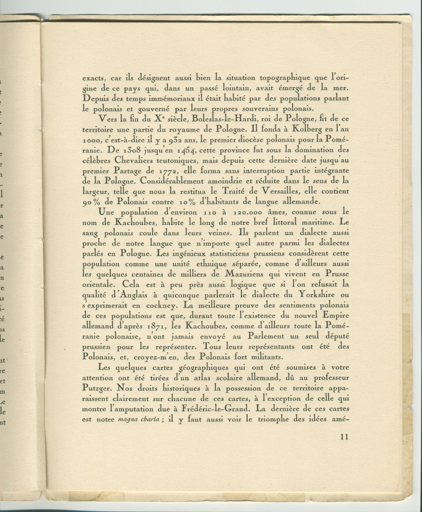 «La Pologne et la Paix» – Plaquette de l'allocution prononcée par Paderewski le 18 mai 1932 au banquet donné en son honneur à l'Hôtel Astor, à New York, par la Chambre de commerce américano-polonaise, le «Civil Forum» et le Conseil des relations étrangère