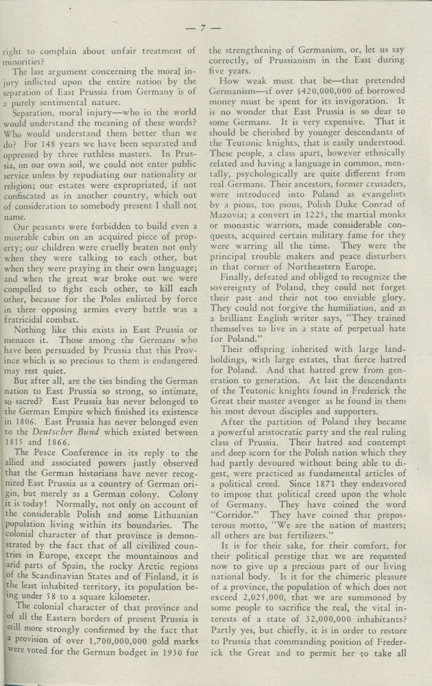 «La Pologne et la Paix» – Plaquette de l'allocution prononcée par Paderewski le 18 mai 1932 au banquet donné en son honneur à l'Hôtel Astor, à New York, par la Chambre de commerce américano-polonaise, le «Civil Forum» et le Conseil des relations étrangère
