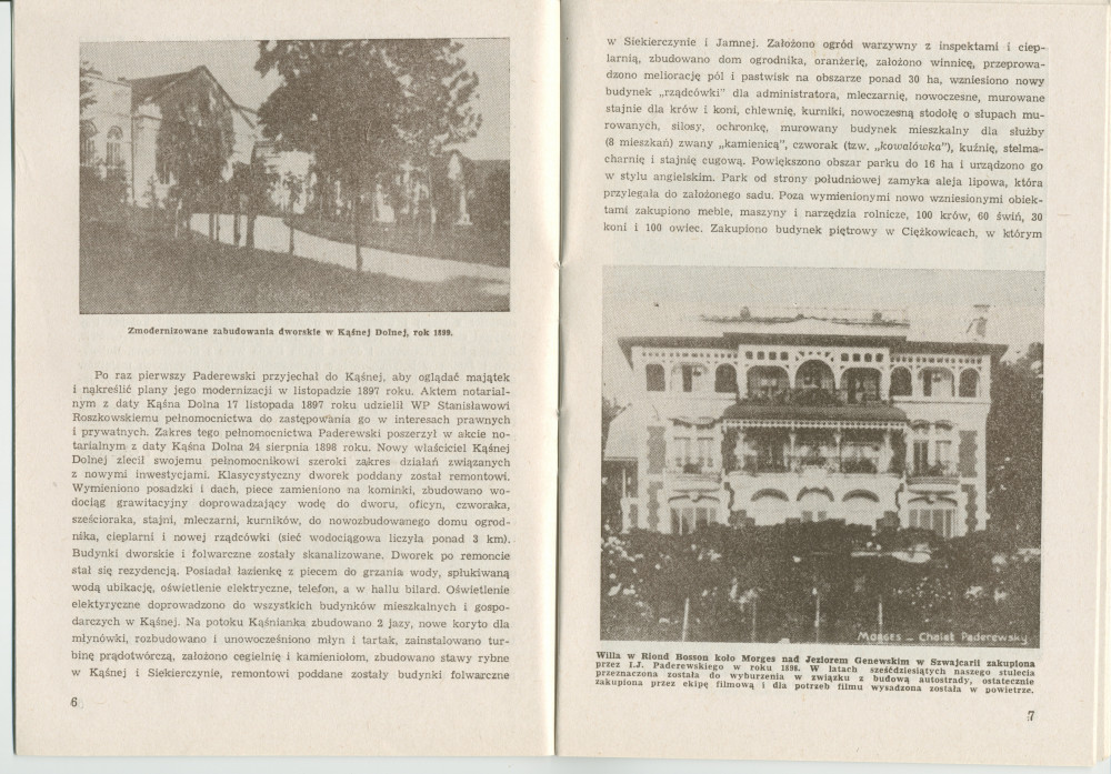 «Ignacy Jan Paderewski w Kasnej Dolnej» [IJP à Kasna Dolna] – Brochure de Franciszek Pulit éditée en 1986 (sans doute pour ses visiteurs) par la «Tarnowskie Towarzystwo Muzyczne» [Société de musique de Tarnów]
