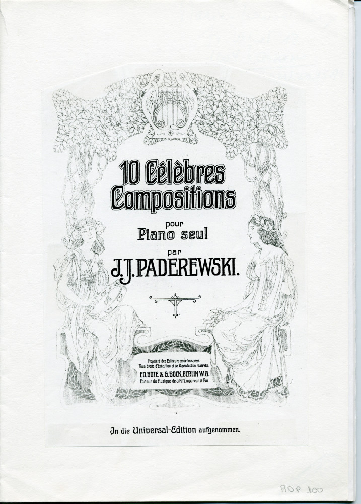 «10 célèbres compositions pour piano seul par I. J. Paderewski» – tiré à part partiel – photocopies (Ed. Bote & G. Bock, Berlin / Universal-Edition)