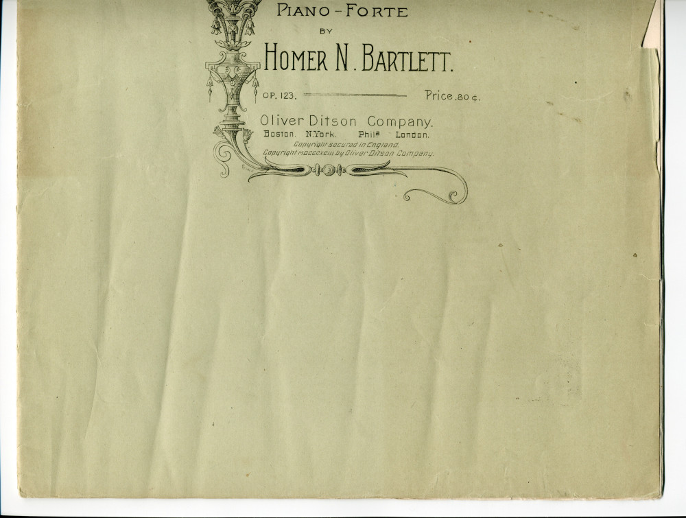 Partition de la «Concert Study, Aeolian Murmurings for Piano-Forte» op. 123 de Homer N. Bartlett (1845-1920) – «To Ignace J. Paderewski» (Oliver Ditson Company, 1893)