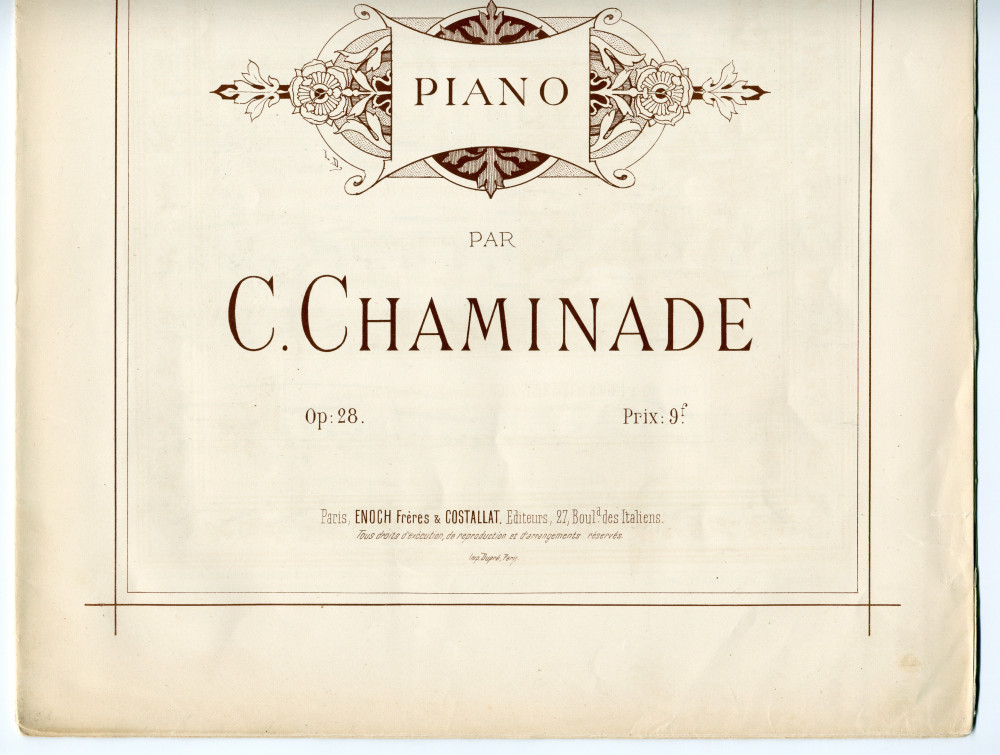 Partition de l'«Etude symphonique pour le piano» op. 28 de Cécile Chaminade (1857-1944) – «à J. J. Paderewski» [sic] (Enoch Frères & Costallat, Editeurs, Paris, 1890)
