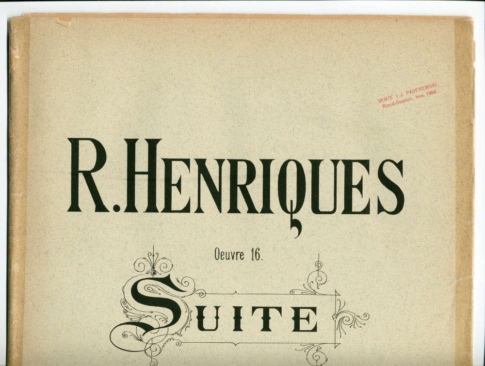 Partition de la Suite en ré mineur pour hautbois et piano op. 16 de Robert Martin Henriques (1858-1914) – «à Monsieur Olivo Krause» (Wilhelm Hansen, Editeur, Copenhague & Leipzig, 1901 [?] – 2 parties séparées)