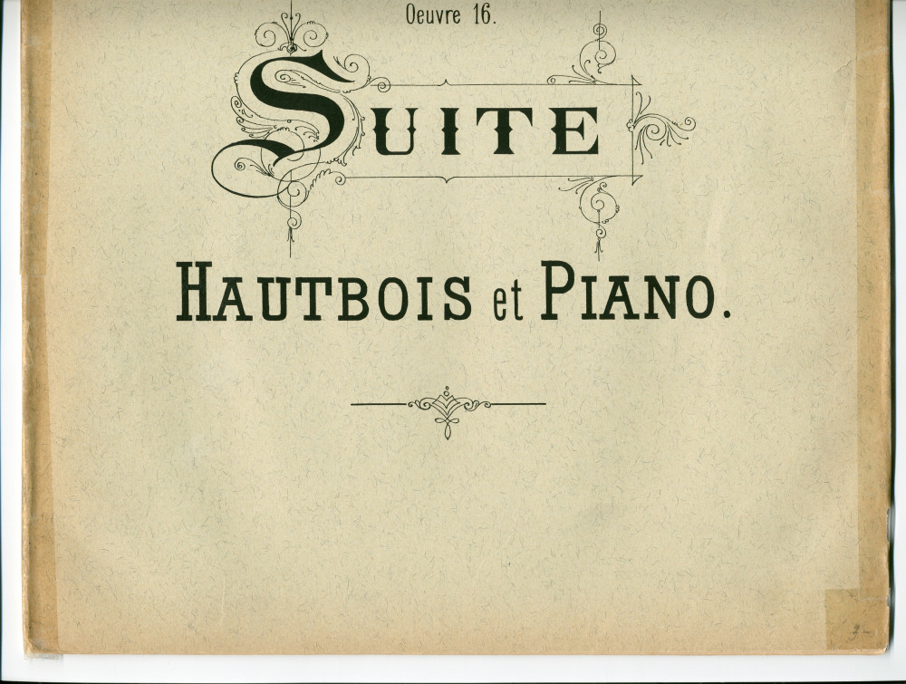 Partition de la Suite en ré mineur pour hautbois et piano op. 16 de Robert Martin Henriques (1858-1914) – «à Monsieur Olivo Krause» (Wilhelm Hansen, Editeur, Copenhague & Leipzig, 1901 [?] – 2 parties séparées)