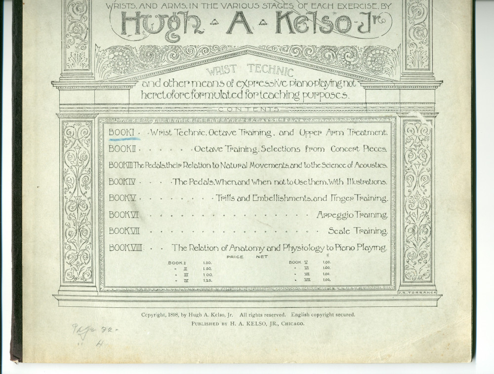 Partition de l'«Interpretative Technic, A New and Comprehensive Method of Piano-Playing, Based upon the Scientific Principles of Anatomy, Physiology, Acoustics and Psychology – Book I…» de Hugh A. Kelso Jr.