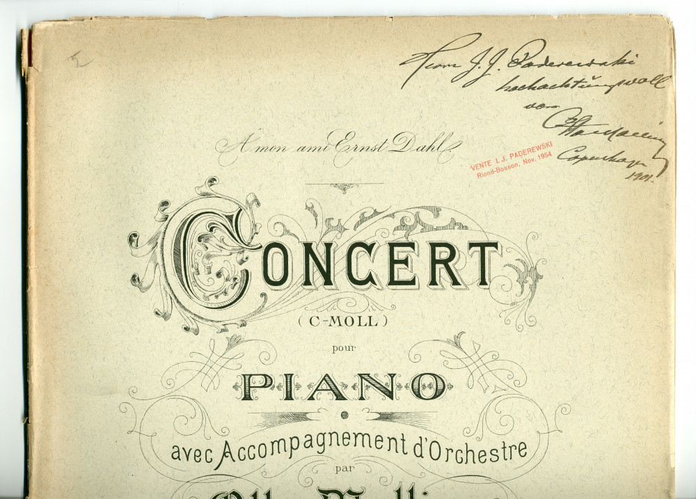 Partition (réduction de piano) du Concerto pour piano en ut mineur op. 43 d'Otto Valdemar Malling (1848-1915) – «À mon ami Ernst Dahl» (Wilhelm Hansen, Editeur, Copenhague & Leipzig, 1901 [?])