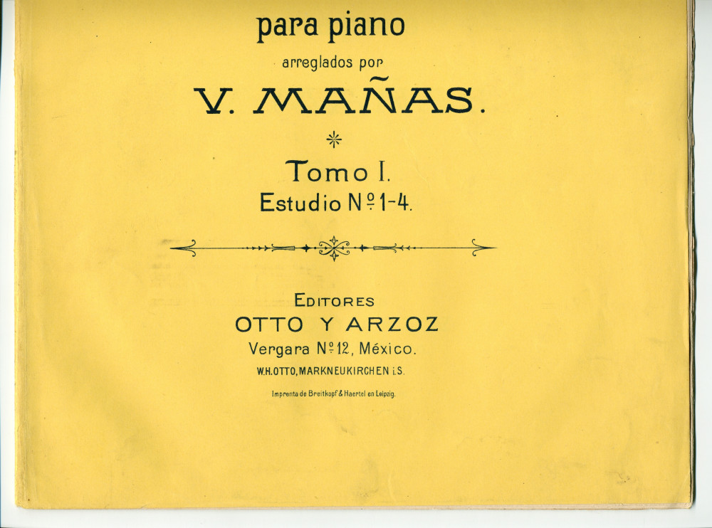 Partition de «Muzio Clementi, Ocho Estudios Trascedentales para piano arreglados por V(icente) Mañas (Orihuel (1858-1931)), Tomo I: Estudio No. 1-4 / Tomo II: Estudio No. 5-8»