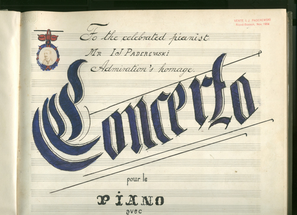 Partition (complète) du Concerto pour piano de Vicente Mañas Orihuel (1858-1931) – «To the celebrated pianist Mr. I. J. Paderewski, Admiration's homage» (manuscrit original – reliure cartonnée)