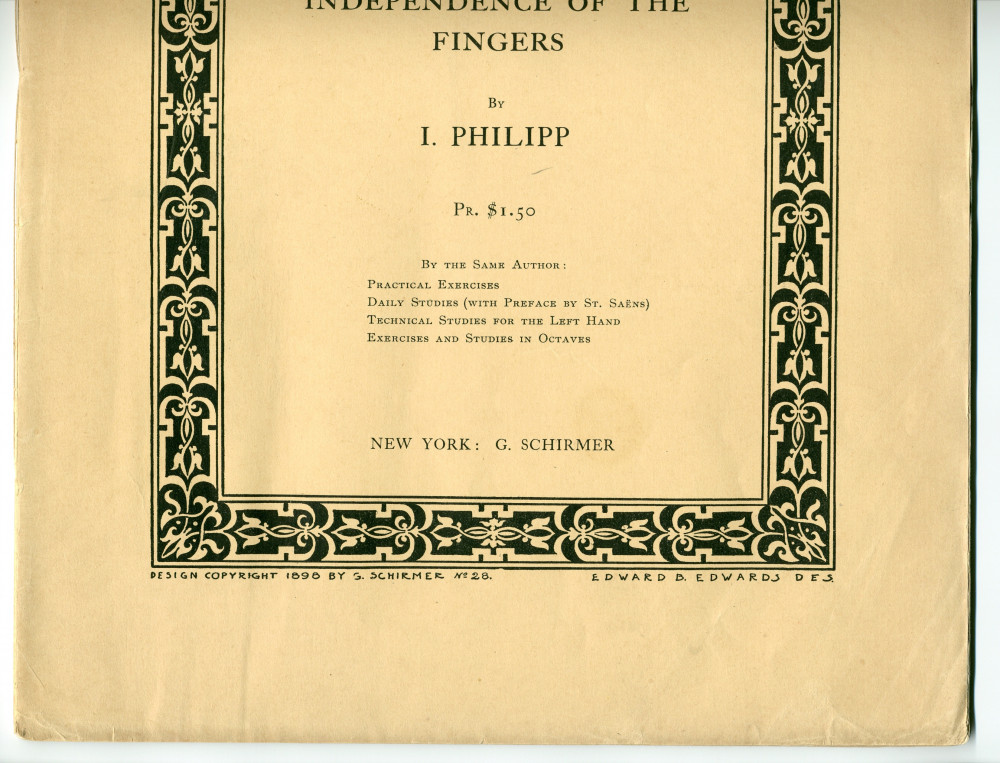 Partition des «Exercices for the Independance of the Fingers» d'Isidore Philipp (1863-1958) – «To I. J. Paderewski» (G. Schirmer, Londres, 1898)