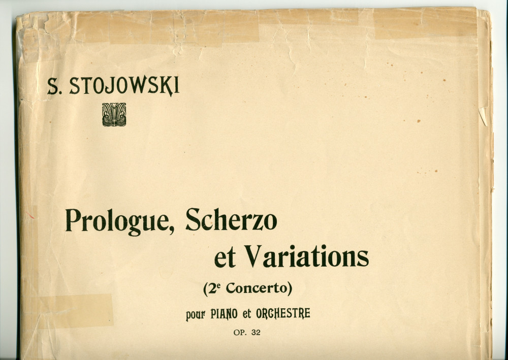 Partition du «Prologue, Scherzo et Variations (2e Concerto) pour piano et orchestre» [réduction de piano] op. 32 de Zygmunt Stojowski (1870-1946) – «au Maître Paderewski, Hommage d'affection reconnaissante» (Au Ménestrel / Heugel & Cie, Paris, 1914)