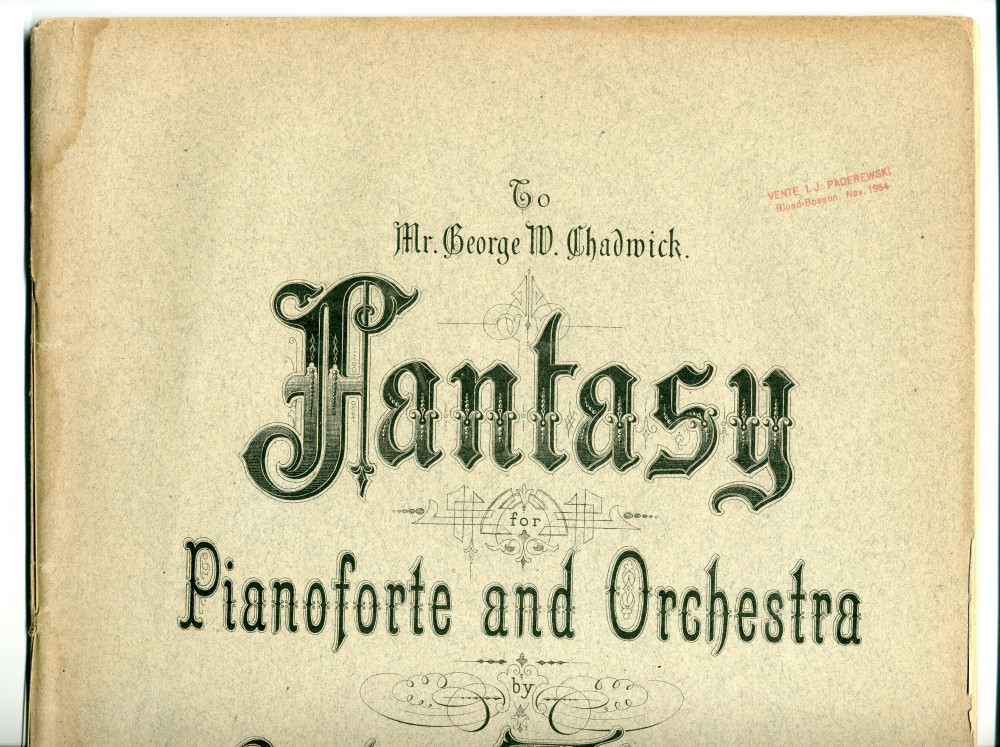 Partition de la «Fantasy for Pianoforte and Orchestra» op. 11 d'Arthur Batelle Whiting (1861-1936) – «To Mr. George W. Chadwick» (G. Schirmer, New York, 1897)