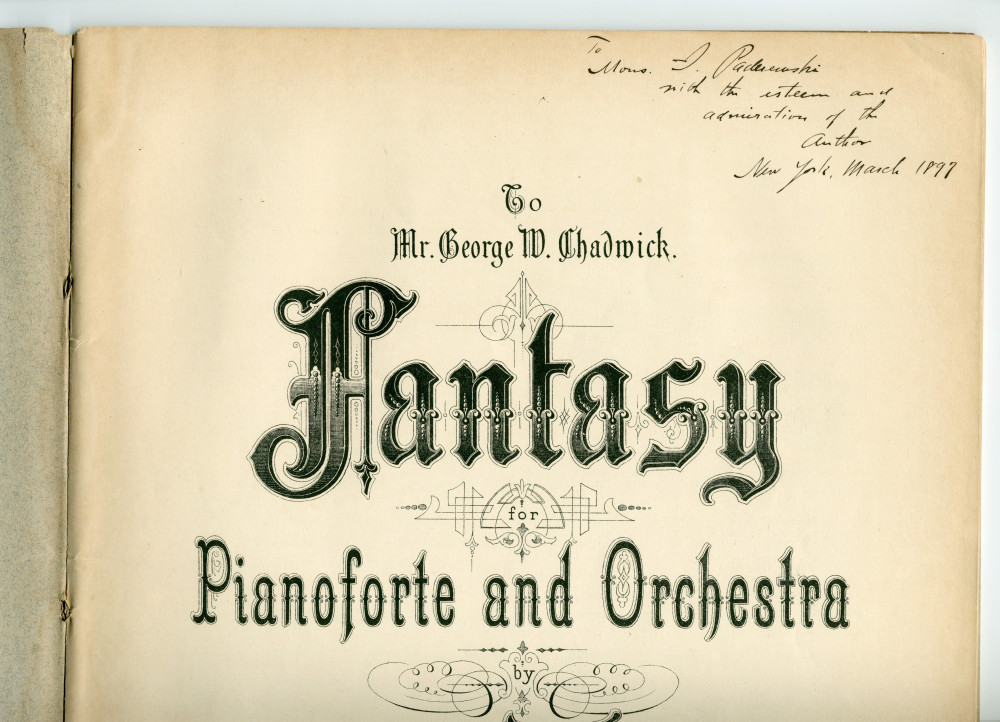 Partition de la «Fantasy for Pianoforte and Orchestra» op. 11 d'Arthur Batelle Whiting (1861-1936) – «To Mr. George W. Chadwick» (G. Schirmer, New York, 1897)