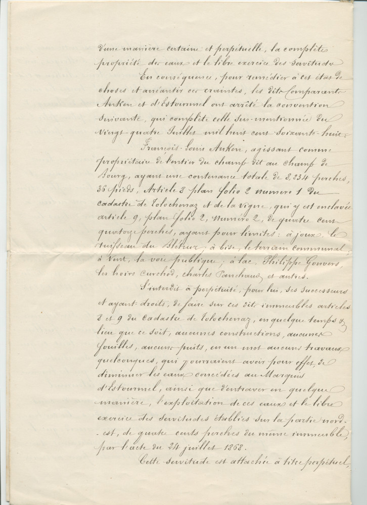 Concessions d'eaux des 24 juillet 1868 et 30 novembre 1872 en faveur de la «Compagnie du Chalet de Riond-Bosson» faites par François-Louis Anken dit Beure, domicilié à Tolochenaz, propriétaire et cultivateur