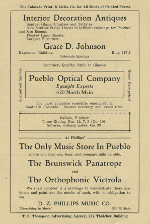 Libretto du récital Chopin donné par Paderewski le 17 avril 1926 au City Auditorium de Pueblo (Colorado)