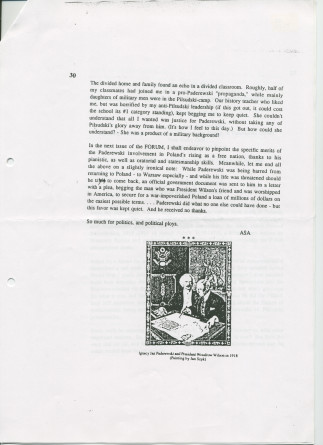 «Why the Injustice?» [Pourquoi l'injustice?] – Récit d'Anne Appleton-Strakacz (fille du secrétaire du maître) sur l'héritage politique de Paderewski (vs. Pilsudski…)