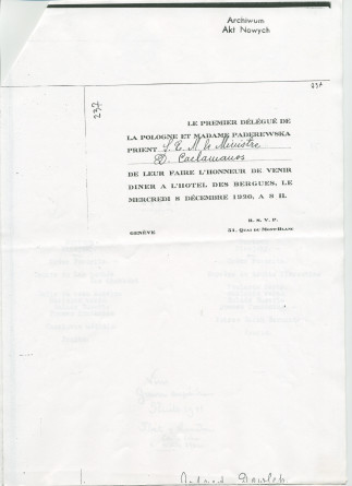 «Dîner à l'hôtel des Bergues à Genève, mercredi 8 décembre 1920» – Traduction française d'un récit en polonais du Prof. Krzysztof Dabrowski
