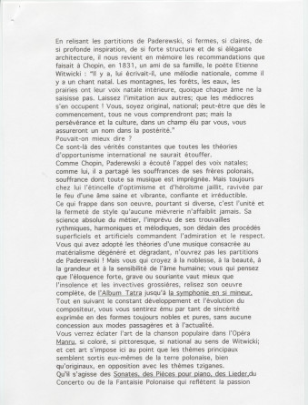 «Paderewski!» – Hommage dactylographié rédigé le 22 août 1928 au château de Lutry par Gustave Doret – Avec traduction polonaise dactylographiée