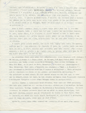 Notes dactylographiées d'entrevues réalisées par Hugo Faesi à Dallas les 19-20 décembre 1978 et 4 janvier 1979 à Dallas avec Ignace G. LaGrange (alias Kollupajlo), dernier secrétaire de Paderewski, au sujet de la fin de vie et de la succession du maître