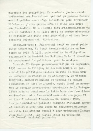 Notes dactylographiées d'entrevues réalisées par Hugo Faesi à Dallas les 19-20 décembre 1978 et 4 janvier 1979 à Dallas avec Ignace G. LaGrange (alias Kollupajlo), dernier secrétaire de Paderewski, au sujet de la fin de vie et de la succession du maître