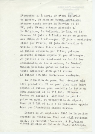 Notes dactylographiées d'entrevues réalisées par Hugo Faesi à Dallas les 19-20 décembre 1978 et 4 janvier 1979 à Dallas avec Ignace G. LaGrange (alias Kollupajlo), dernier secrétaire de Paderewski, au sujet de la fin de vie et de la succession du maître