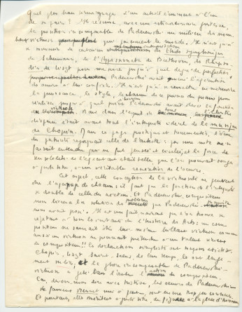 «Hommage à Paderewski» – Texte manuscrit rédigé par le journaliste Henri Jaton à la suite de la disparition du maître (sans réf. de publication) (avec saisie dactylographiée)
