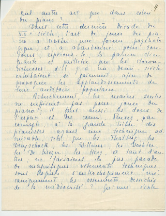«La personnalité dans l'art de jouer du piano» – Texte manuscrit rédigé par Lydia Opienska-Barblan (sans réf. de publication) (avec saisie dactylographiée en 3 étapes)