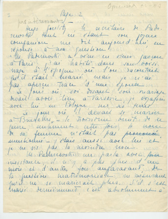 Reproduction manuscrite de divers articles de presse sur Paderewski (sans réf. claires la plupart du temps) par Lydia Opienska-Barblan (probablement tirés d'un pressbook)
