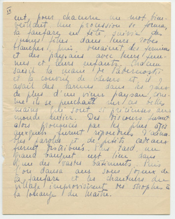 Reproduction manuscrite de divers articles de presse sur Paderewski (sans réf. claires la plupart du temps) par Lydia Opienska-Barblan (probablement tirés d'un pressbook)
