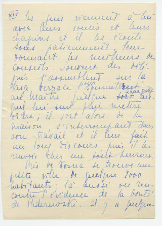 Reproduction manuscrite de divers articles de presse sur Paderewski (sans réf. claires la plupart du temps) par Lydia Opienska-Barblan (probablement tirés d'un pressbook)