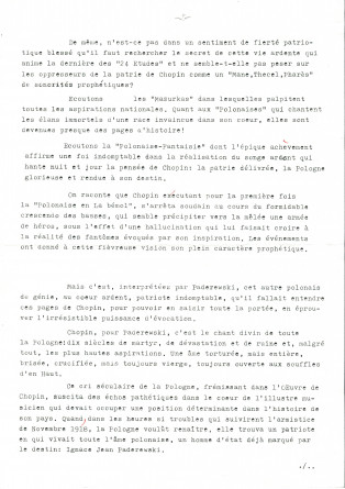 «Deux grands patriotes polonais: Chopin et Paderewski» – Texte dactylographié écrit à Genève le 11 octobre 1991 par le Dr Vahé Pakar